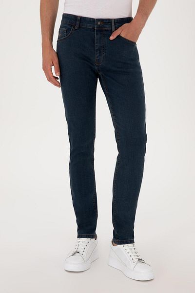 U.S. Polo Assn. Η.Π.Α. POLO ASSN. ΑΝΔΡΙΚΟ ΥΦΑΝΤΟ ΠΑΝΤΕΛΟΝΙ SLIM FIT ΜΠΛΕ ΤΕΝΙΣΤΡΑ