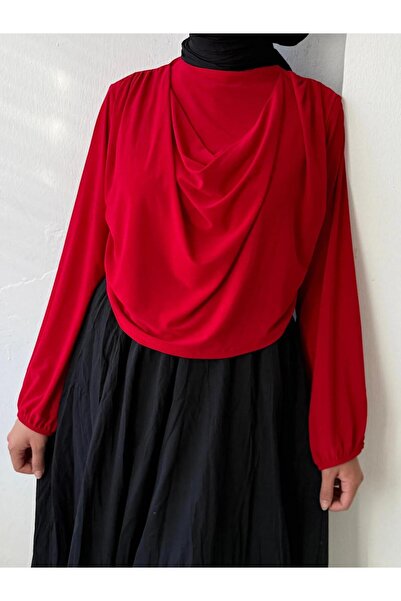 Zelse Degaje Yaka Crop Sandy Tesettür Bluz