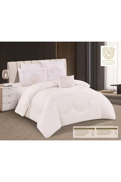 NAJAH Plain single bed sheet, 5 pieces, 120 x 200 cm bed, 180 x 230 cm quilt