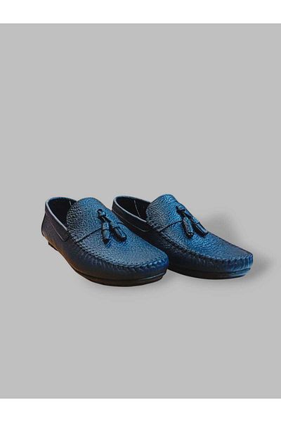 oktay kundura Leather Tassel Summer Ballerina Thin Leather Navy Blue Lightweight Anti-Sweat Casual Daily Men's Shoes