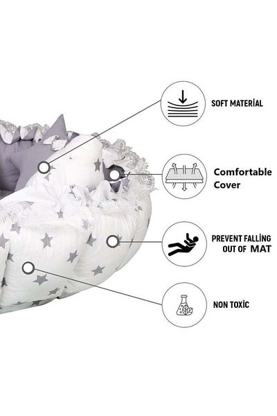BabyCara Double Face Comfort and Safety with Soft Cotton Multifunctional Play & Sleep and Pet Mat Beige