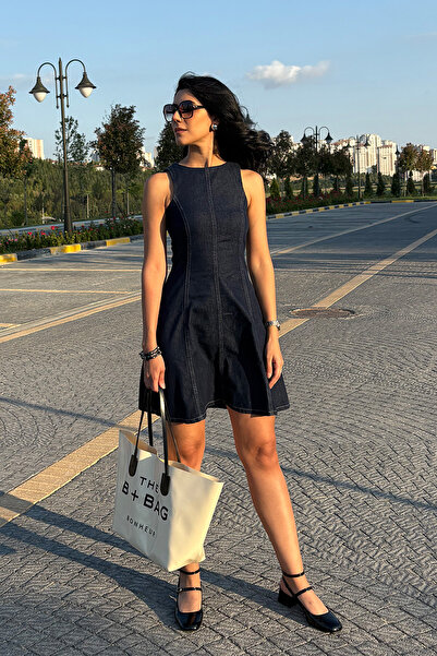 NN SISTER Belden Oturtmalı Kot Elbise