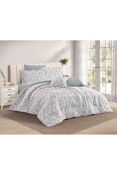 Levore Livori 7-piece comforter set, 100% soft cotton, double-sided, heavy filling, and elegant design