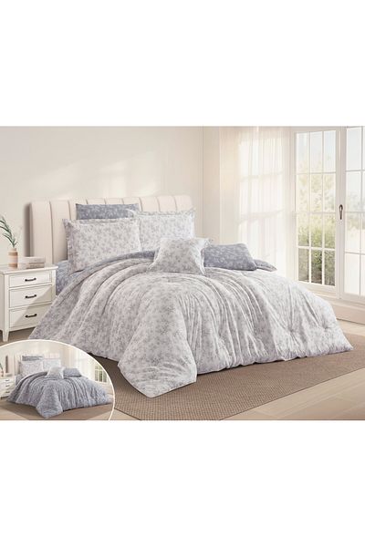 Levore Livori 7-piece comforter set, 100% soft cotton, double-sided, heavy filling, and elegant design