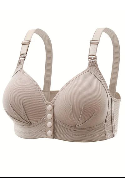 SATTENS Front Button Hollow Unbuttressed Plus Size Bra Soft Comfortable Mold Gathering Bra