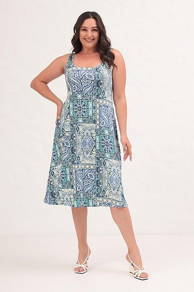 Truva XXL Comfort and Elegance with the Thick Strap Patterned Plus Size Dress!