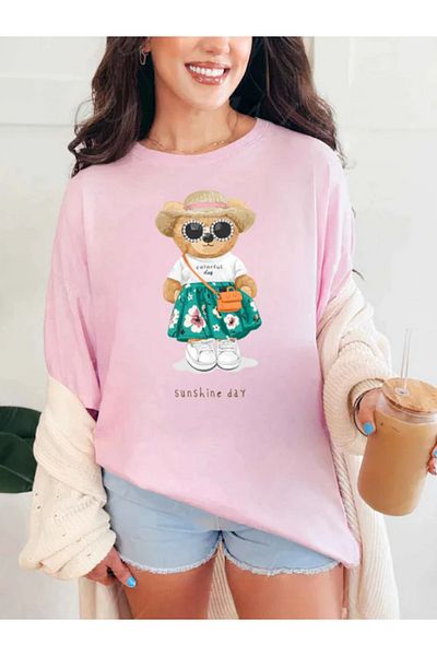 Sarah's Boutique Tricou de damă – 100% bumbac – Ursuleți de pluș „SUNSHINE”