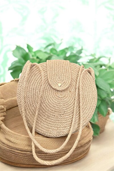 mom girl atelier Kadın Hasır Kapaklı Makaron Çanta