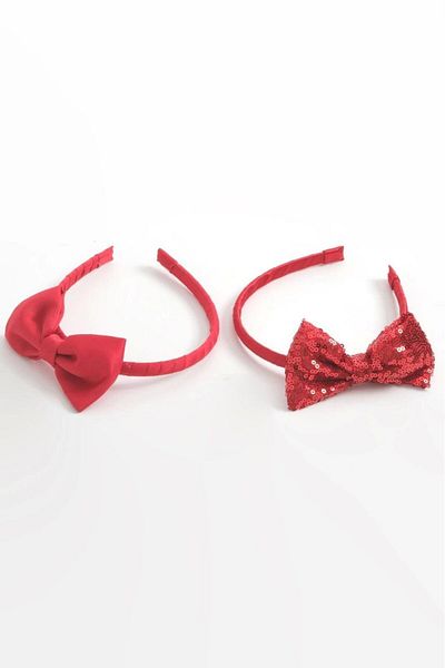 Magu Girl's Sequined Red Bow Crown Set - 2-Piece Sparkling Accessory