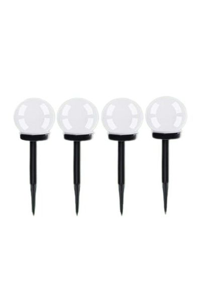 OEM Set 4 Solar Lamps for Outdoor Garden, Globe Shape, Waterproof, IP65, Height 22 cm, White/Black