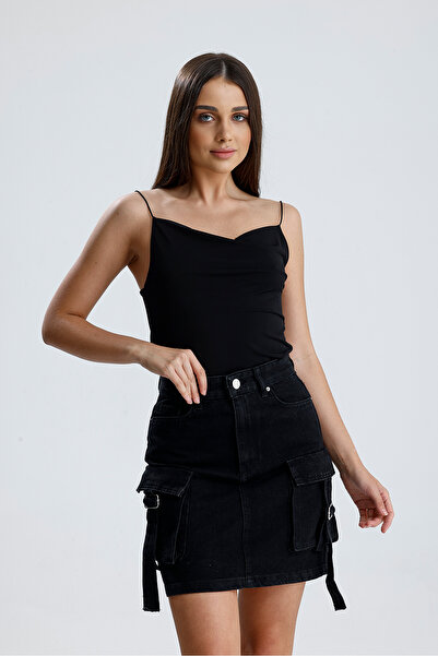 VOSSAX Copy - Women's Pleated High Waist Buttoned Flexible Mini Jeans Skirt with Lyras