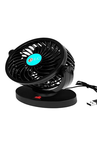 DLC 5V DC Rotatable Five Blade Electric Car Fan USB Powered Desk Fan with 720° Rotation
