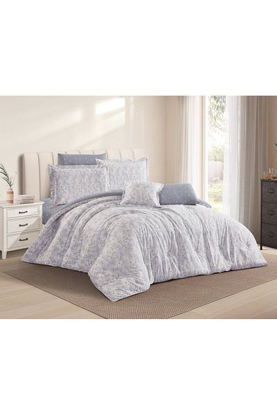 Levore Livori 7-piece comforter set, 100% soft cotton, double-sided, heavy filling, and elegant design