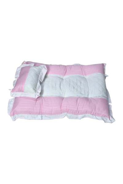 BabyCara Baby Bed with Thick Mattress Pillow for Newborn Babies 80x55cm Pink