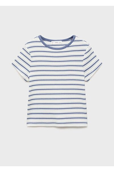 MANGO Kids Kontrast yakalı çizgili tişört