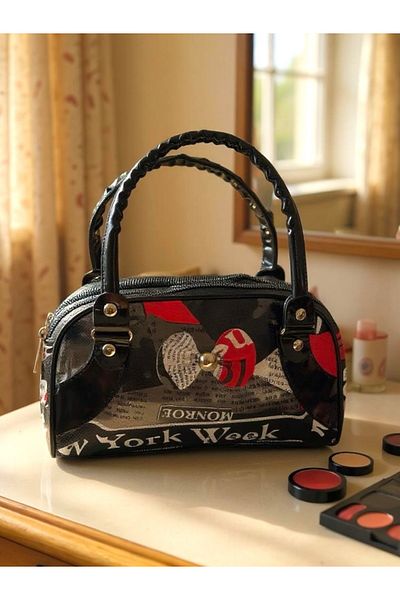 Yenigeldi Patterned Two Compartment Hand and Makeup Bag