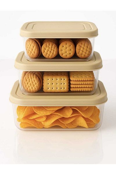 Herza House Set of 12 Rectangular Trendy Storage Containers 1200 ml - 740 ml - 400 ml