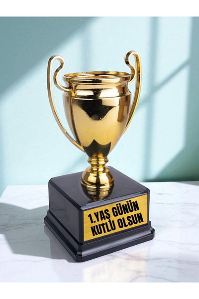 lili hediyelik 1. Happy Birthday Written Prize Success Trophy - 1 Year Old Birthday Gift