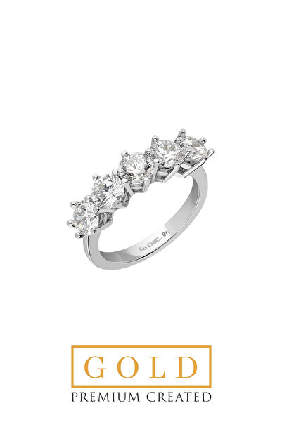So CHIC... Beyaz Altın Sertifikalı Premium Created Taşlı Beştaş Yüzük