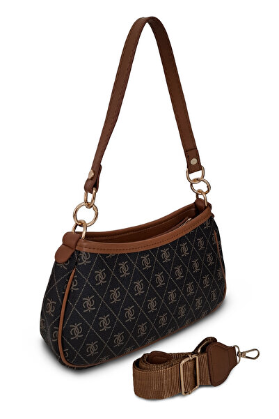 BRAGİ Кафява дамска чанта тип багет и чанта през рамо