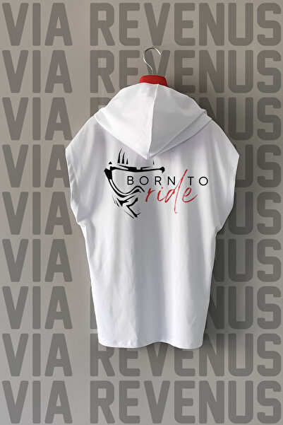 Vordevia Born To Ride / Biker Imprimat față și spate cu mâneci zero Hanorac 1...