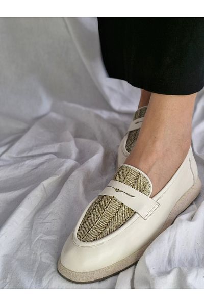 aayak&kabımofficial New Season Genuine Leather Straw Women's Loafer – Comfortable and Stylish