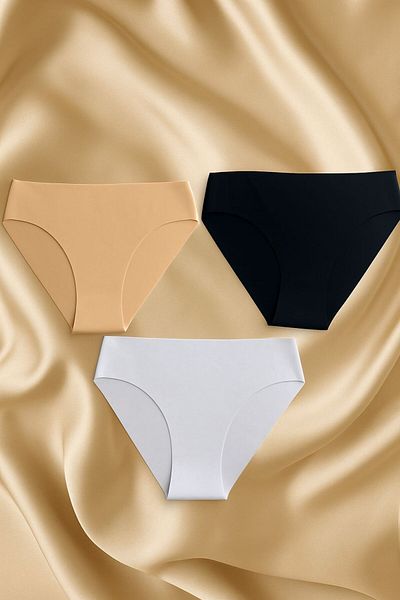 shiny date 3-Piece Laser Cut Seamless Pad Non-Marking Underwear