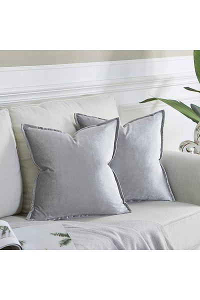 OEM Set of 2 Ommato pillowcases, 40 x 40 cm, velvet, silver