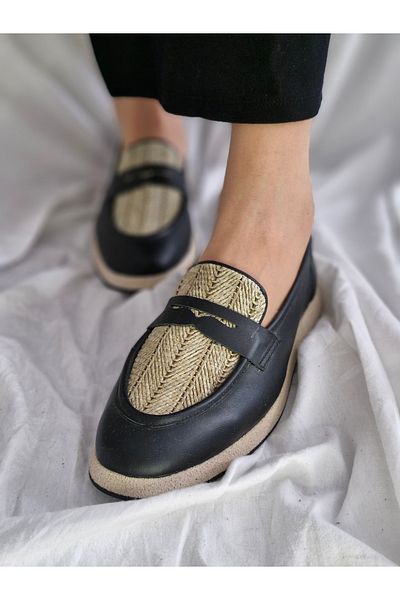 aayak&kabımofficial New Season Genuine Leather Straw Women's Loafer – Comfortable and Stylish
