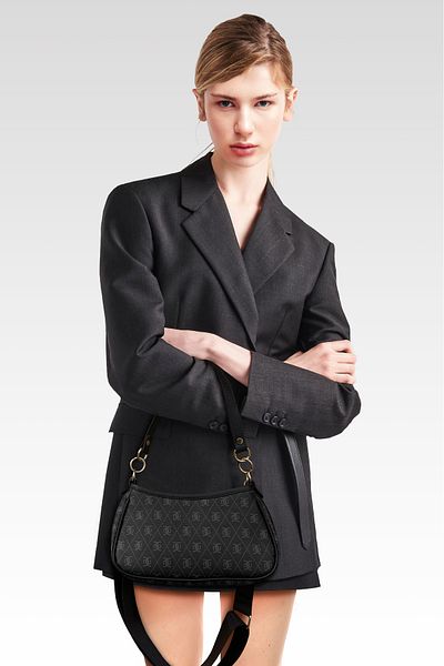 BRAGİ Black Baguette Women's Hand and Shoulder Bag
