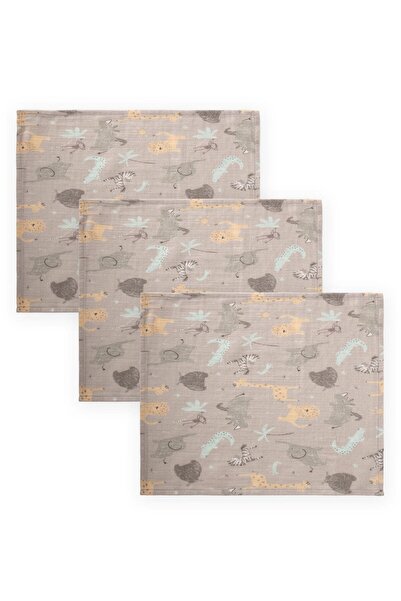 Cigit Triple Muslin Mouth Cloth 20X30 cm Animal Printed Beige