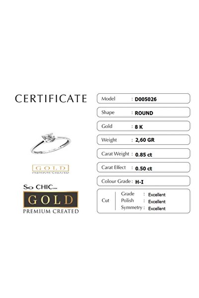 So CHIC... Beyaz Altın Sertifikalı Premium Created Taşlı Tektaş Yüzük