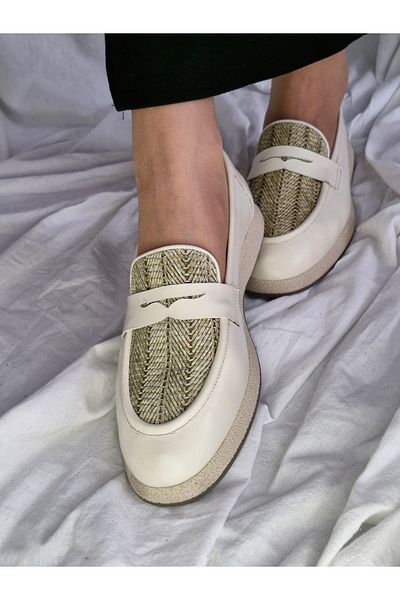 aayak&kabımofficial New Season Genuine Leather Straw Women's Loafer – Comfortable and Stylish