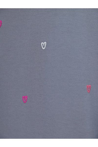 KAZAK Crew Neck Heart Embroidered Slit Tunic - Gray