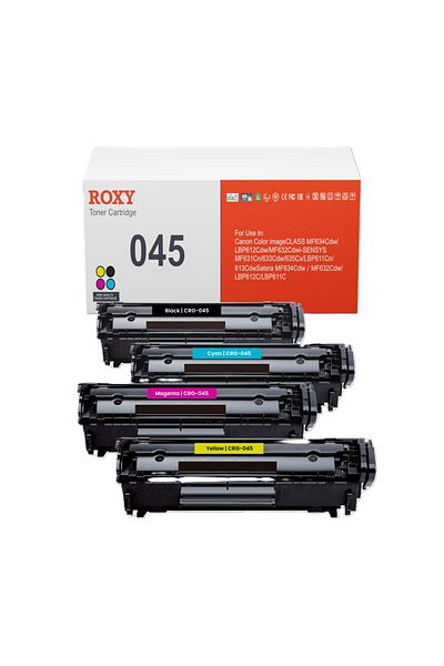 Roxy Canon 045/045H Compatible Toner Set for MF632 MF634 LBP612 Series Printers – 4-Pack – BCMY