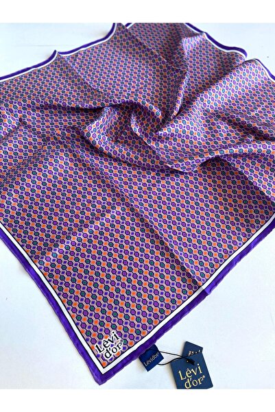 Levidor Tivil Saf İpek Eşarp 49477 Mor Karışık Desen