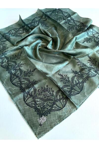 Levidor Eșarfă din mătase pură Tivil 48976 verde închis cu model mixt