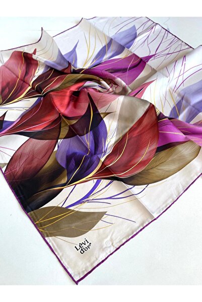 Levidor Tivil Чистий шовковий шарф 48949 Ліловий Змішаний візерунок