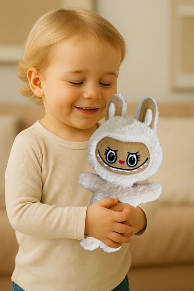hediyeşansı Labubu Plush Toy 30 cm – Cute and Soft Character Toy Cream