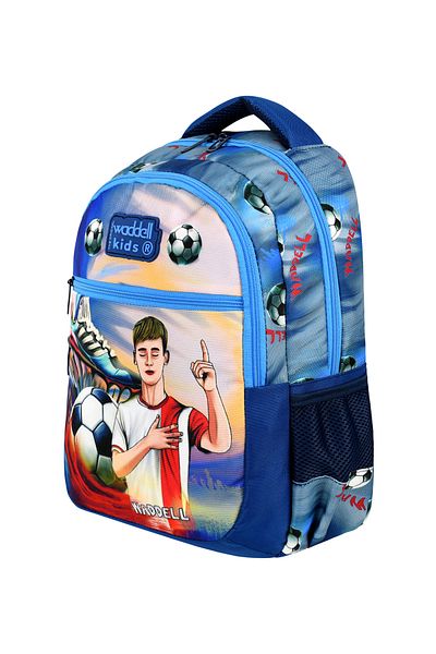 Niss Store Combinație triplă de rucsac pentru școală primară cu tematică fotbal, cutie termică pentru prânz și suport pentru stilou