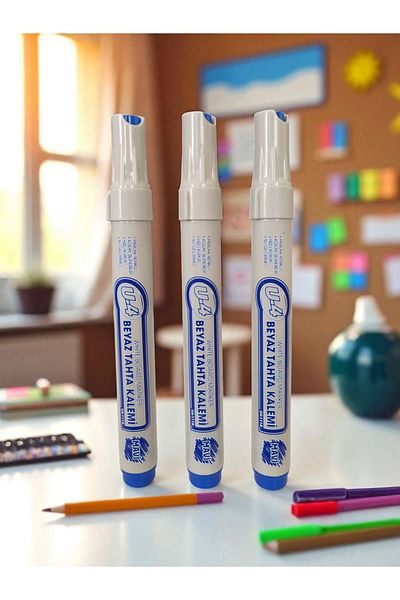 ERGÖK 3 Boxes (36 Pieces) Blue Color Board Marker Whiteboard Pen Waterproof Easy to Erase Quick Dry
