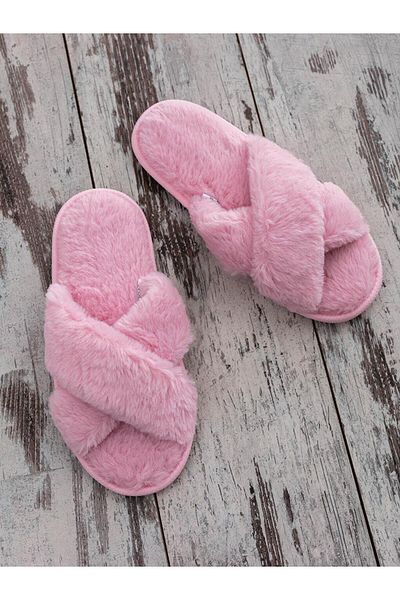 LC Waikiki Plush Cross Band Women's House Slippers (S1)