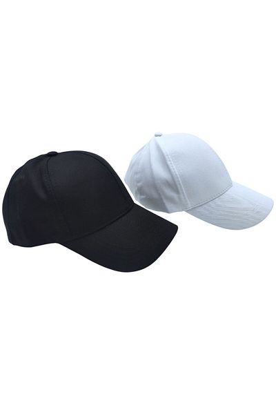 AXE SPORTSWEAR Summer 2-Piece Black and White Adjustable Velcro Back Sports Baseball Cap Hat