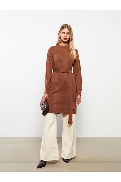 LC Waikiki Crew Neck Plain Long Sleeve Women's Knitwear Dress (W2)