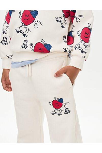 Marks & Spencer Pamuklu Elma Desenli Jogger Pantolon (2-8 Yaş)