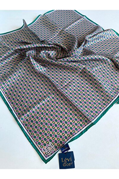 Levidor وشاح تيفيل من الحرير الخالص 49473 نمط أخضر مختلط