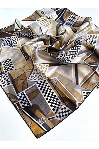 Levidor Eșarfă din mătase pură Tivil 49451 Maro cu model mixt