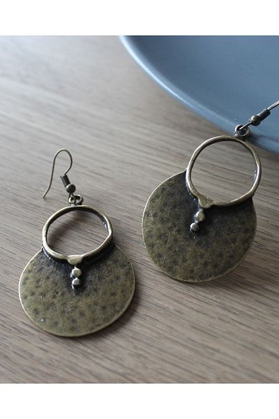 dela otantik Antique Bronze Handmade Dangle Earrings – Ethnic Bohemian Vintage Design Bijoux Jewelry - Boho Earrings