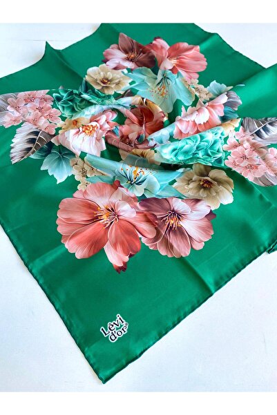 Levidor Eșarfă de mătase Tivil 48900 verde cu model mixt