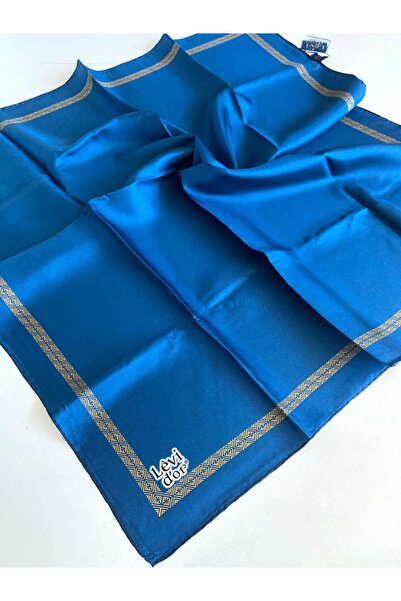 Levidor Tivil Pure Silk Scarf 48932 Petrol Blue Mixed Pattern